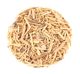 Muira Puama herbal tea, isolated on white background. Natural potency wood, medicinal plant, dry...