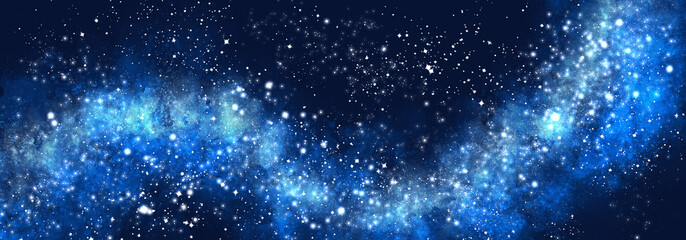 Space background with realistic nebula and lots of shining stars. Infinite universe and starry night. Colorful cosmos with stardust and the Milky Way. 
