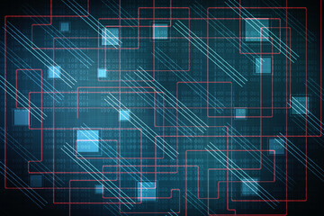2d illustration Abstract futuristic electronic circuit technology background