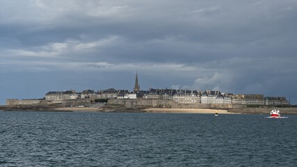 View of the french town of Saint Malo from the sea