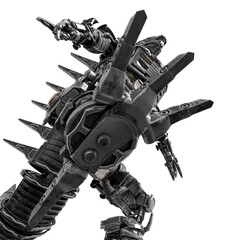 cyberpunk dinosaur bot is stepping and smashing