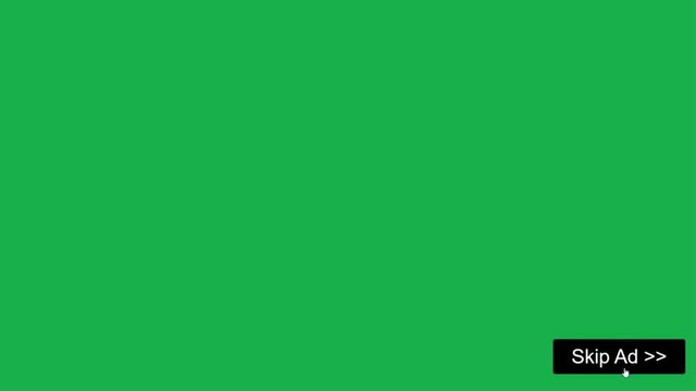 Mouse Cursor Slides Over And Clicks Skip Ad on Green Screen. Chroma Key Device Screen View of Cursor Clicking Skipping Avoid Advertisement Online Software. Viewpoint Over The Internet Network Website.
