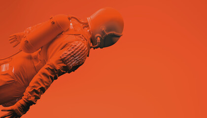 Red astronaut on red background, monochrome, 3d illustration, 3d rendering  © LaCozza
