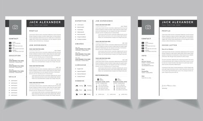 Professional resume business layout, Creative cv template vector minimalist - obrazy, fototapety, plakaty