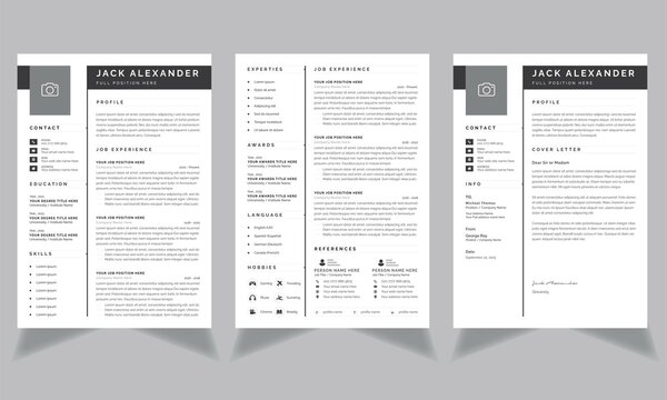 Professional resume business layout, Creative cv template vector minimalist