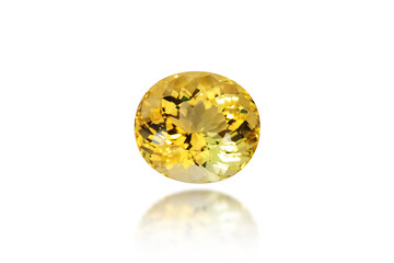 Genuine Brazilian unheated yellow color citrine gemstone. Loose oval shape faceted transparent...
