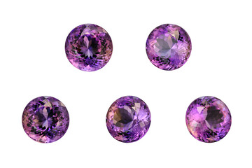 Natural ametrine gemstone from Bolivia. Isolatad, same gem from different viewing angle. White...