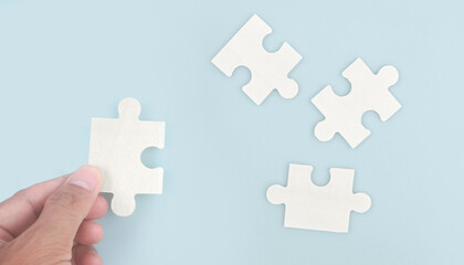Connecting jigsaw puzzle . Business solutions success and strategy concept