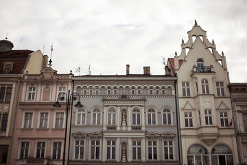Fototapeta na wymiar old pastel buildings in bydgoszcz poland