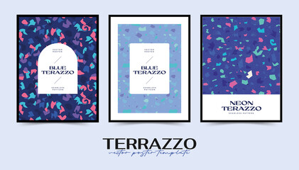 Modern abstract design templates with terrazzo texture collection