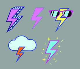 Set of vector images of lightning 