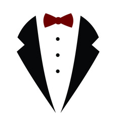 Male tuxedo template with bow tie, sticker, isolate 
