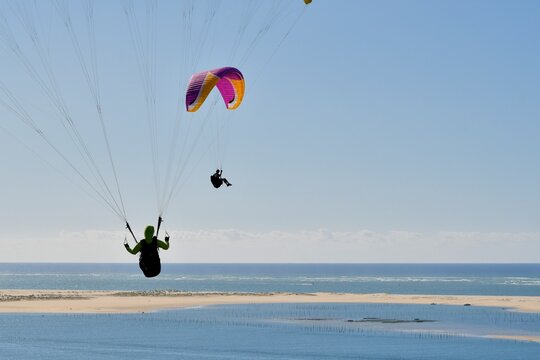 Paraglyding at the "dune du Pilat" in Gironde . France