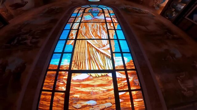 Religious decorations inside Coptic Cathedral located in Sharm el Sheikh, Egypt.