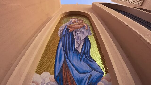 Religious decorations inside Coptic Cathedral located in Sharm el Sheikh, Egypt.
