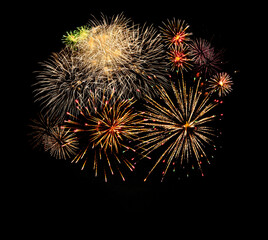 Beautiful bright firework lighting up night sky