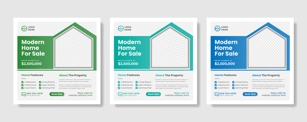 Real Estate Social Media Post & Web banner or square flyer template