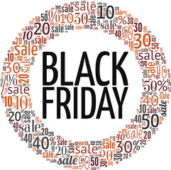 Black Friday vector illustration word cloud isolated on white background.
