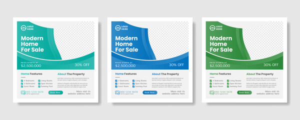 Real Estate Social Media Post & Web banner or square flyer template