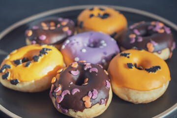 orange, brown and fawn donuts for halloween