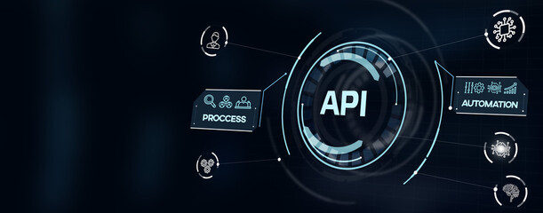API - Application Programming Interface. Software development tool. Business, modern technology, internet and networking concept. 3d illustration