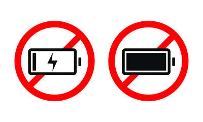 No battery icon. Battery charge prohibited. Illustration vector