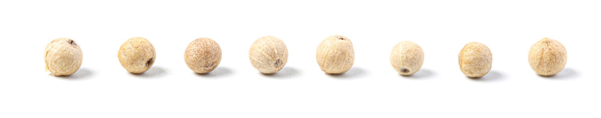 White peppercorns isolated.
