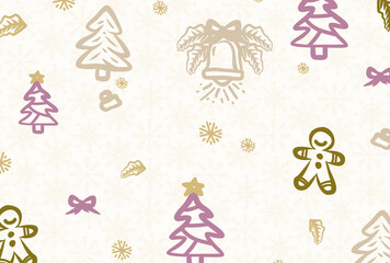 Fototapeta na wymiar Hand Drawn Christmas icon Background Pattern template card