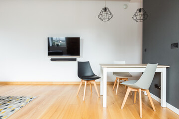 Horizontal view of the living room