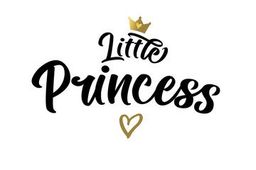 Princess crown calligraphy logo. Hand drawn lettering 