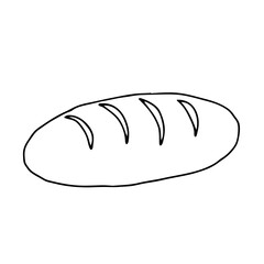 Black hand-drawn vector illustration of bread isolated on a white background