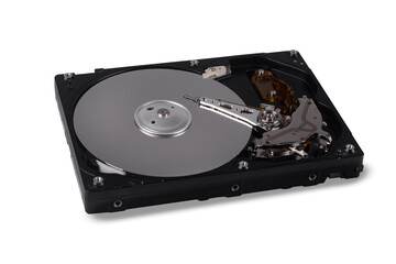 Computer hard disk isolated on white background.