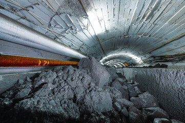 Mine cart filled with ore and stones