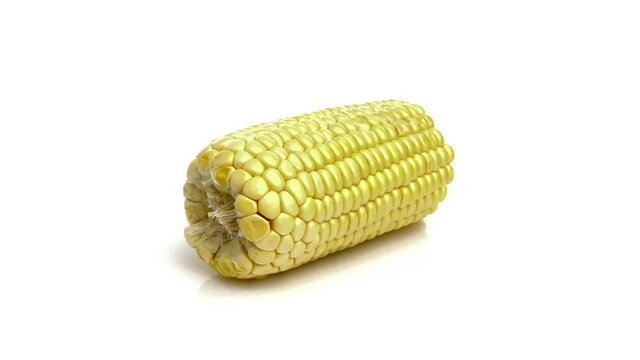 sliced corn on white background
