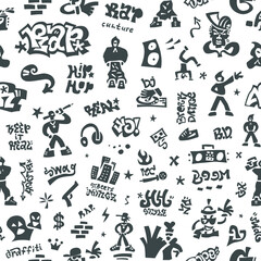 rap music ,graffiti style seamless vector background