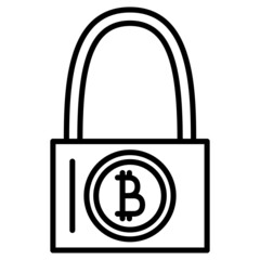 Cryptocurrency security, Blockchain advantage, Bitcoin protection. Icon, vector, outline, isolated, 48 pixel.