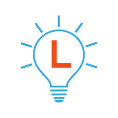 Idea Logo. L letter logo with electric bulb vector