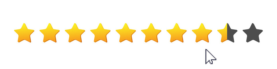 Rating ten stars. Vector gold stars to indicate the rating of products or films.