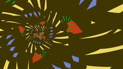 Scattering of yellow, green and purple parts on a brown background. Desktop wallpaper. Vector art. Adobe illustrator EPS 8
