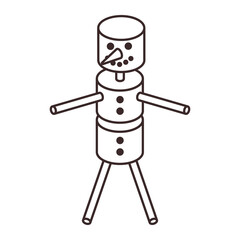 Marshmallow Snowman Icon. Funny sweet character for logo, web, sticker, print, recipe, menu, cafe decor and decoration
