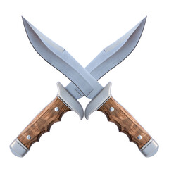 Crossed hunter daggers on a white background.