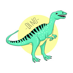 green dinosaur on white background, vector illustration EPS 10