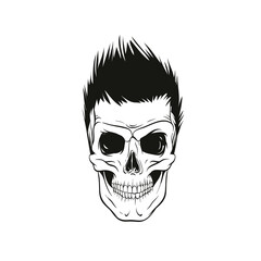 Skull hipster style, creative fashion design. Hand drawn vector illustration