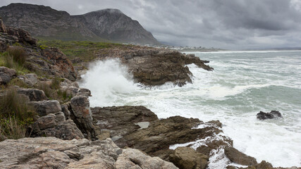 waves crashing on rocks