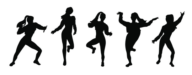 Women dance jazz funk or hip hop or street dance silhouette