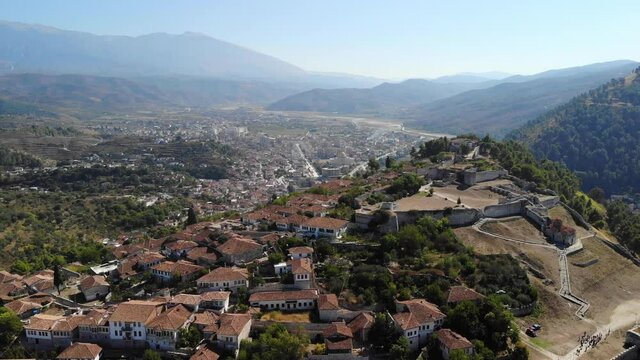 Berat Albania, aerial cityscape views