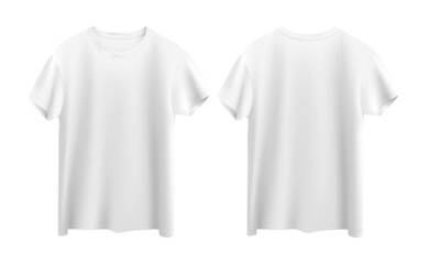 white t-shirt isolated on white background front and back view