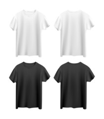 white and black t-shirts isolated on white background