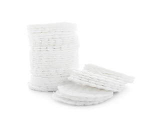 New cotton pads on white background