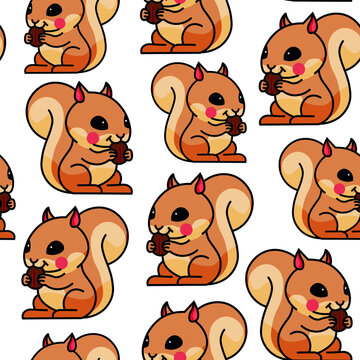 Squarel, animal vector seamless pattern isolated on bright background. Concept for wallpaper, cards, print